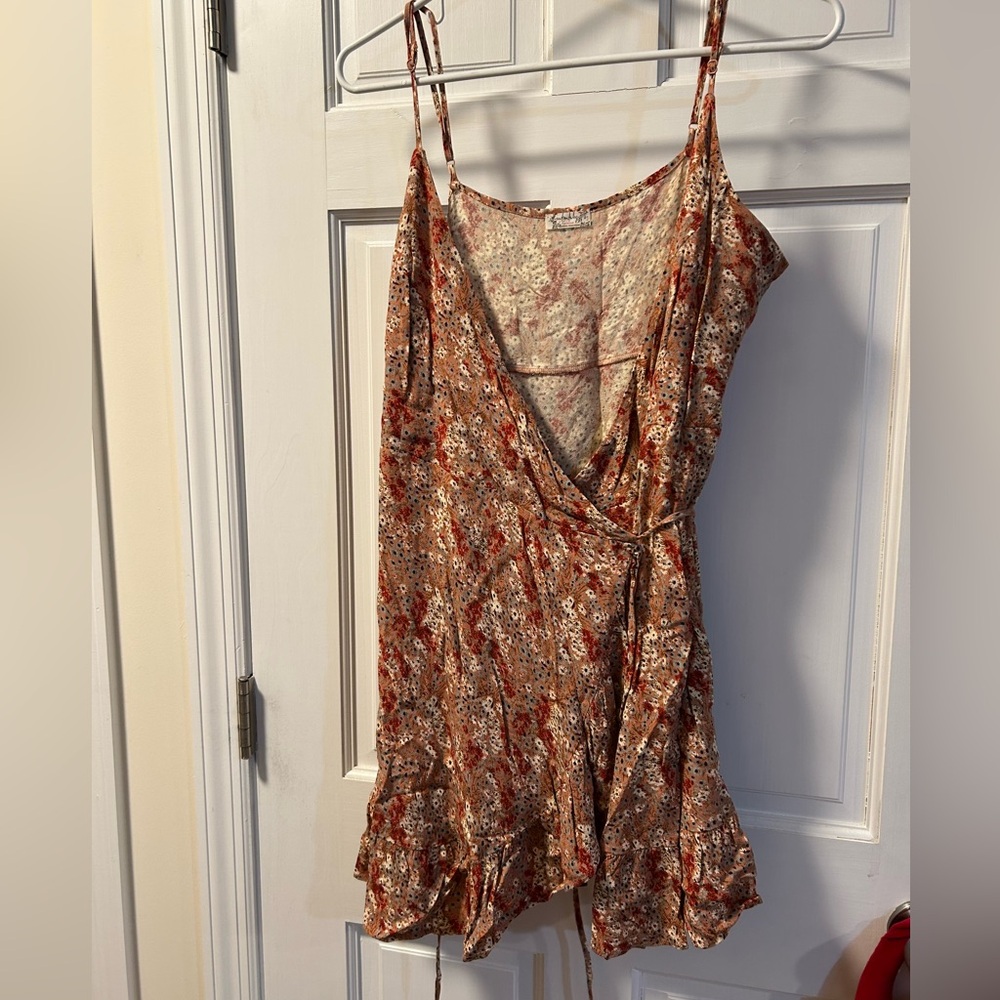 Free people floral wrap around dress